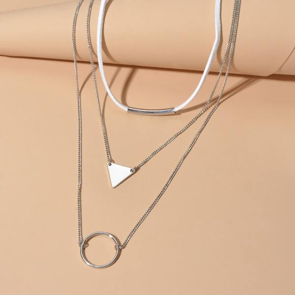 

2pcs Hollow Out Round Charm Necklace, Multicolor