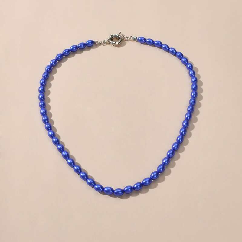 

Faux Pearl Beaded Necklace, Blue