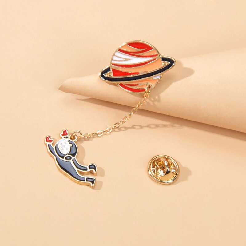 

Astronaut Charm Chain Brooch, Multicolor