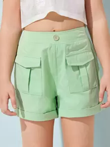 SHEIN شورتات بنات الجيب الصاف كاجوال