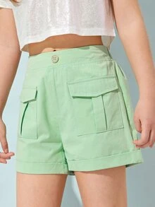 SHEIN شورتات بنات الجيب الصاف كاجوال