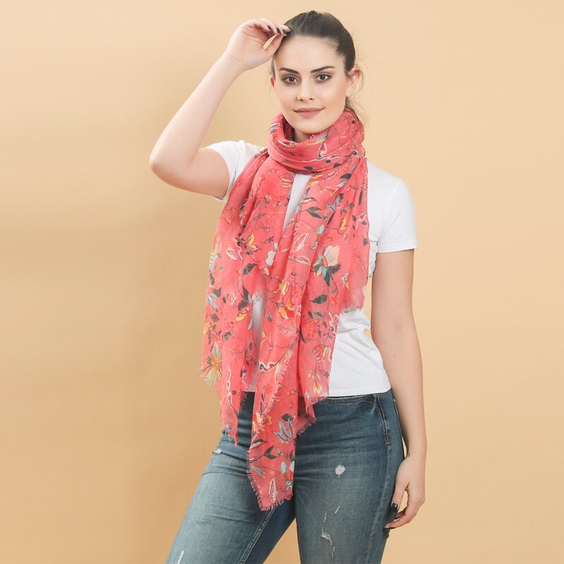 

Flower Pattern Scarf, Multicolor