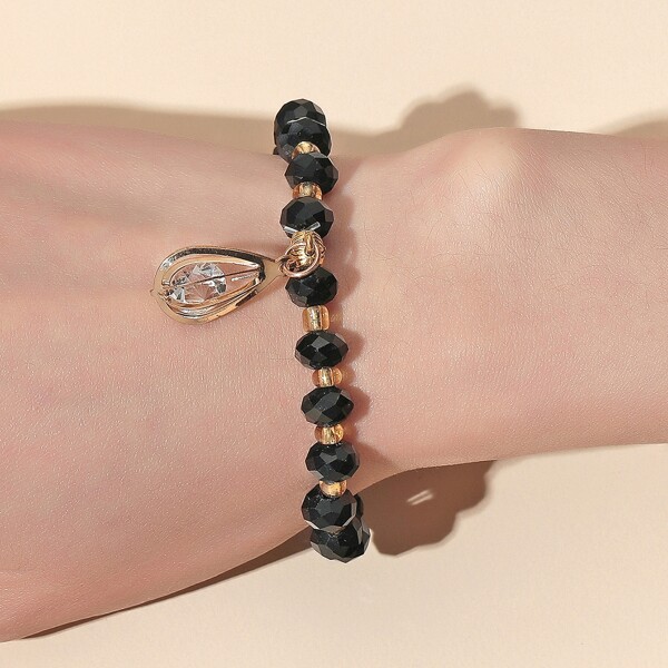 

Crystal Beaded Bracelet, Black