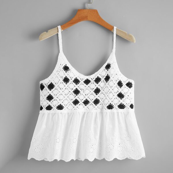 

Eyelet Embroidery Ruffle Hem Cover Up, White