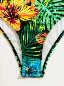 Tropical High Waisted Bikini Set - Multicolor - View 6