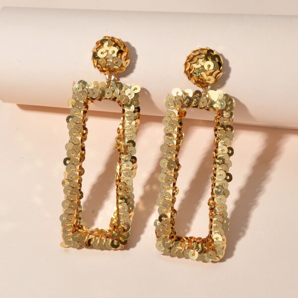 

Hollow Out Geo Drop Earrings, Gold