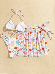 Set 3 bộ Bikini hoa & Váy đi biển - Nhiều màu - Xem 2