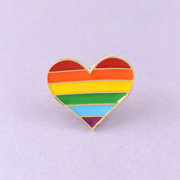 

Kids LGBT Heart Design Brooch, Multicolor