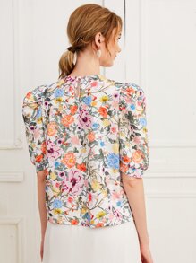 SHEIN Top con estampado floral de manga - Multicolor - Ver 2