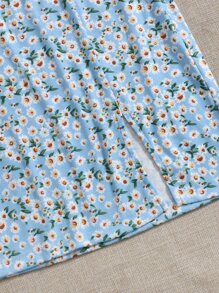 Soleia 生菜邊背心上衣和開衩下擺小雛菊花卉半身裙套裝