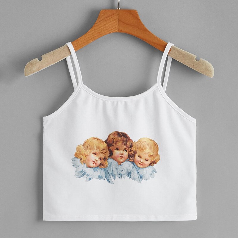 

Figure Graphic Crop Cami, White