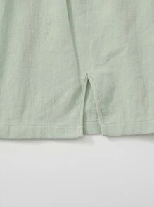Soleia Knot Shoulder Tie Back Ruched Bust Crop Cami Top & Split Hem Skirt Set - Mint Green - View 5