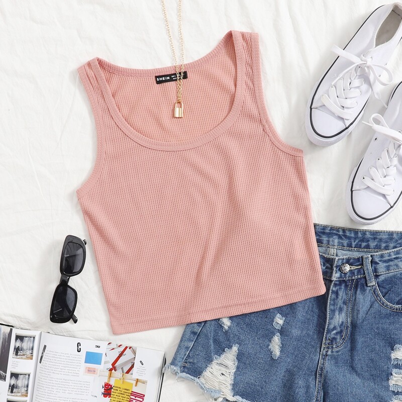 

Scoop Neck Tank Top, Baby pink