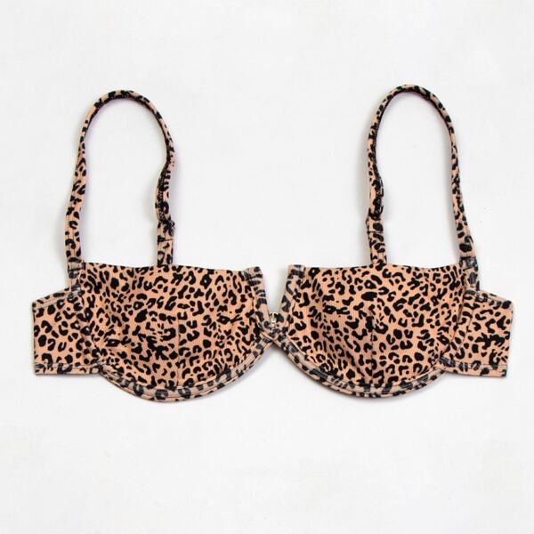 

Leopard Rib V Wired Bikini Top, Multicolor