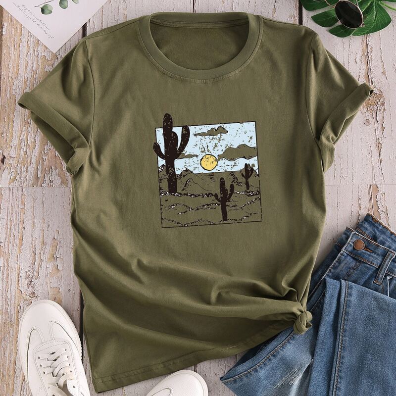 

Cactus Print Short Sleeve Tee, Army green
