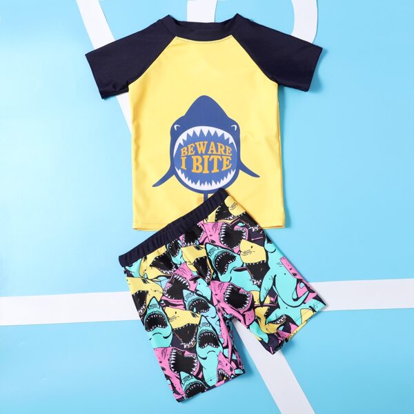 

Toddler Boys Shark Print Two Piece Swimsuit, Multicolor