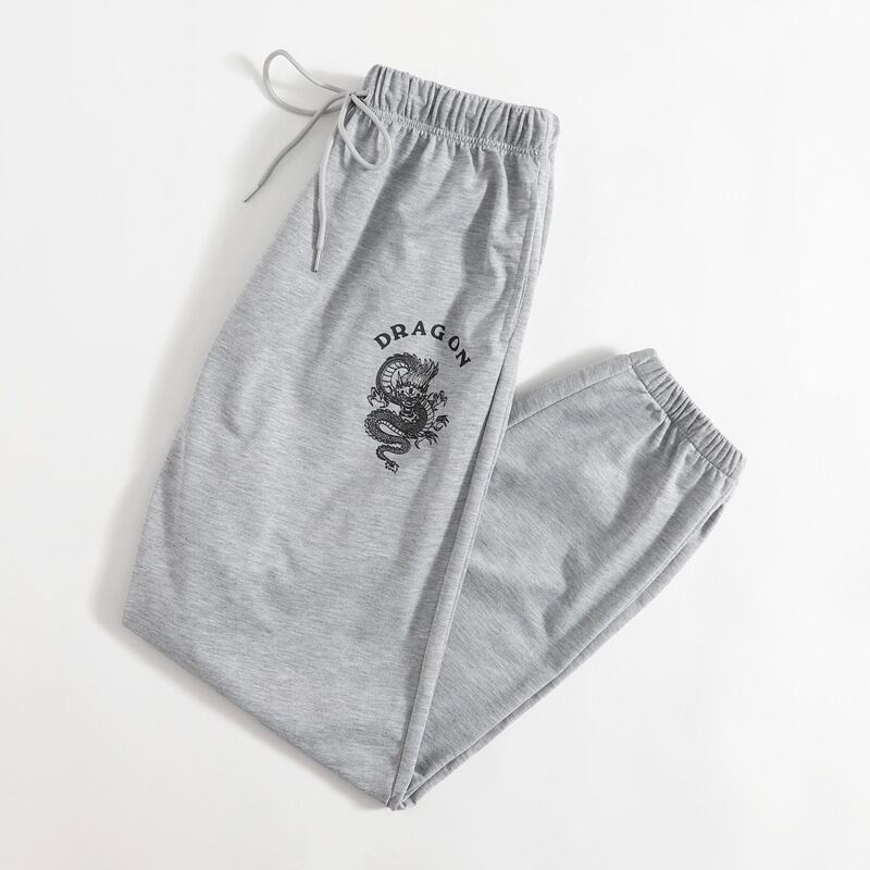

Chinese Dragon Drawstring Sweatpants, Light grey