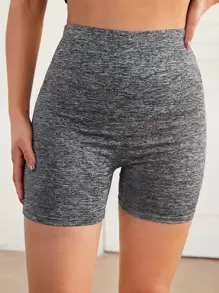 Muchica Heather Grey Cycling Shorts - Dark Grey - View 1