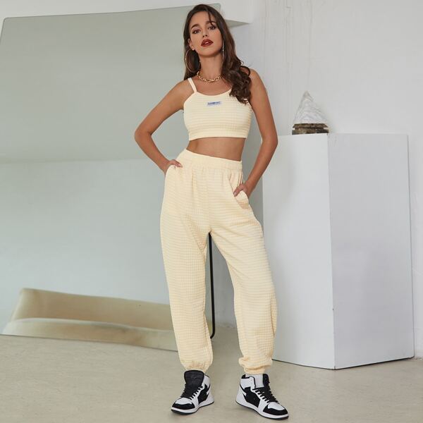 

Patched Crop Cami Top, Apricot