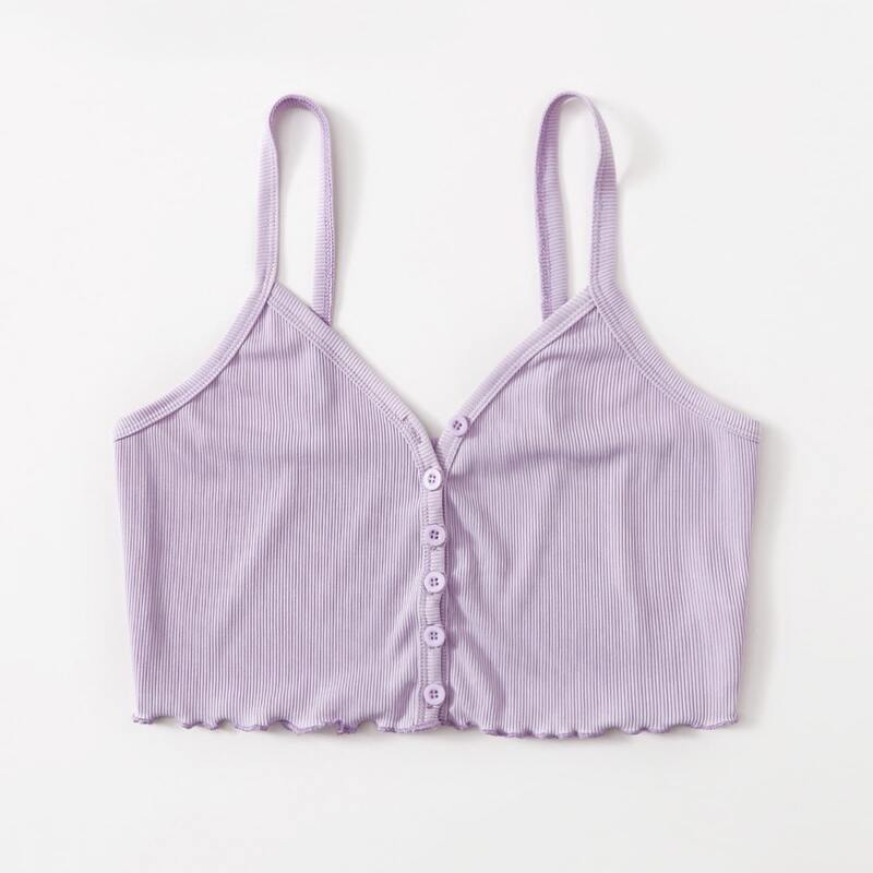 

Button Front Crop Cami Top, Lilac purple