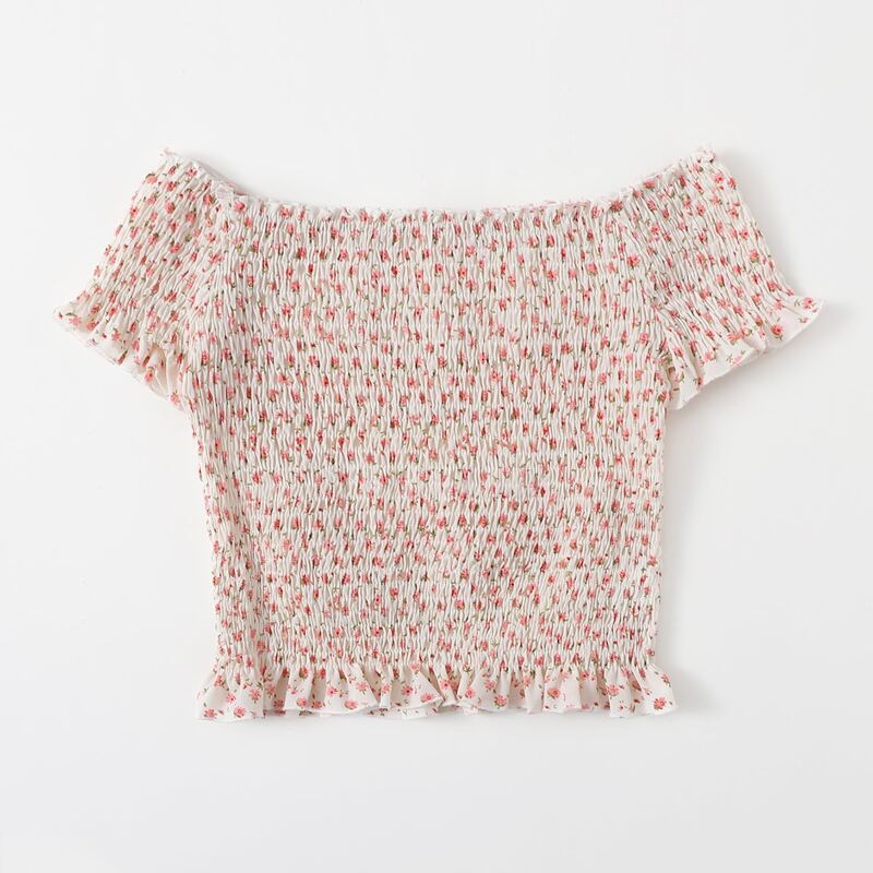 

Ditsy Floral Shirred Crop Top, Multicolor