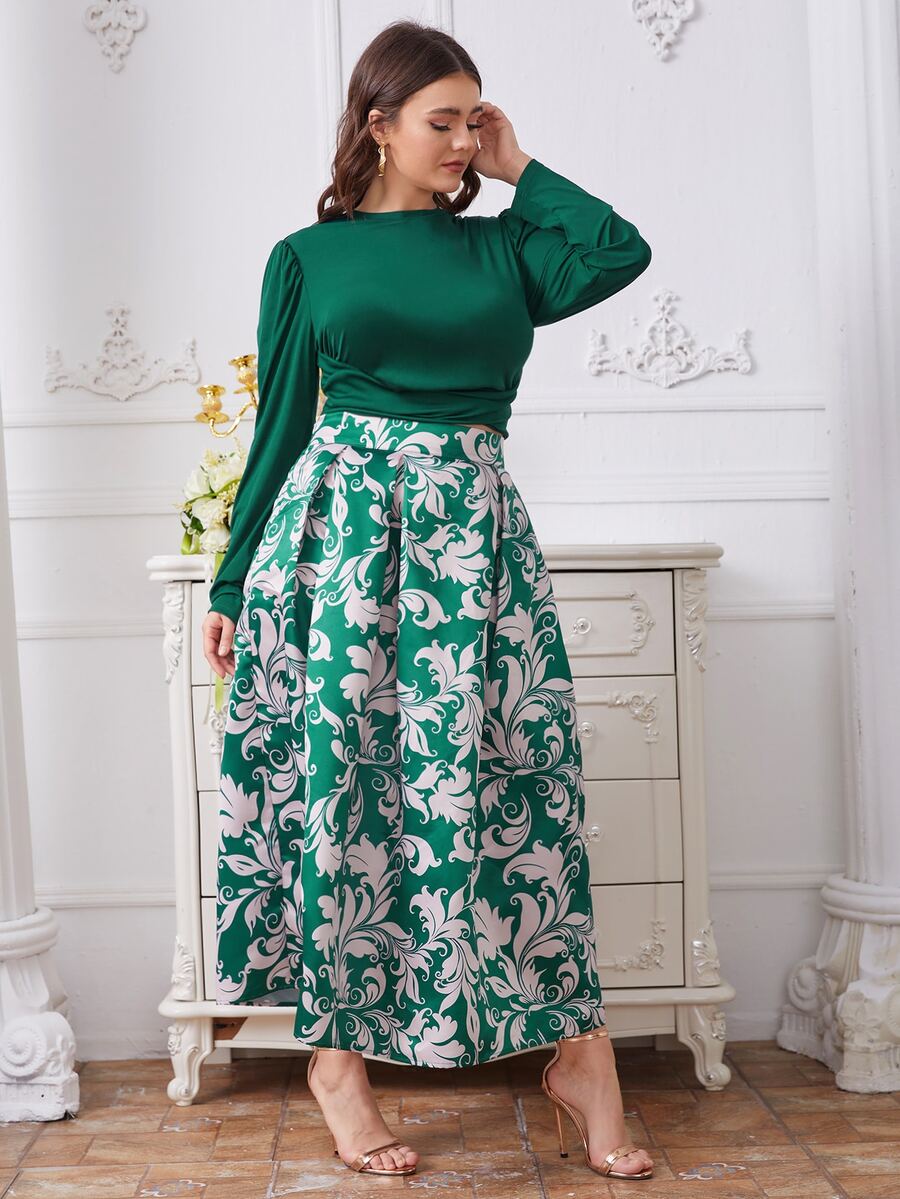 SHEIN Conjuntos Talla Grande Cremallera Barroco Elegante - Multicolor - Ver 1