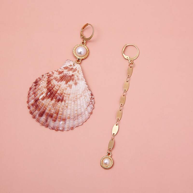 

1pair Shell Drop Earrings, Gold