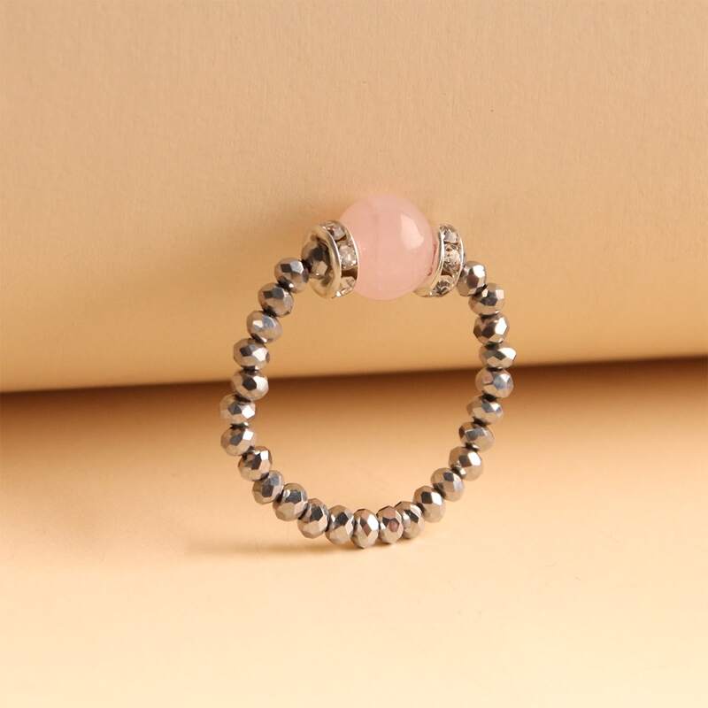 

Crystal Beaded Ring, Silver
