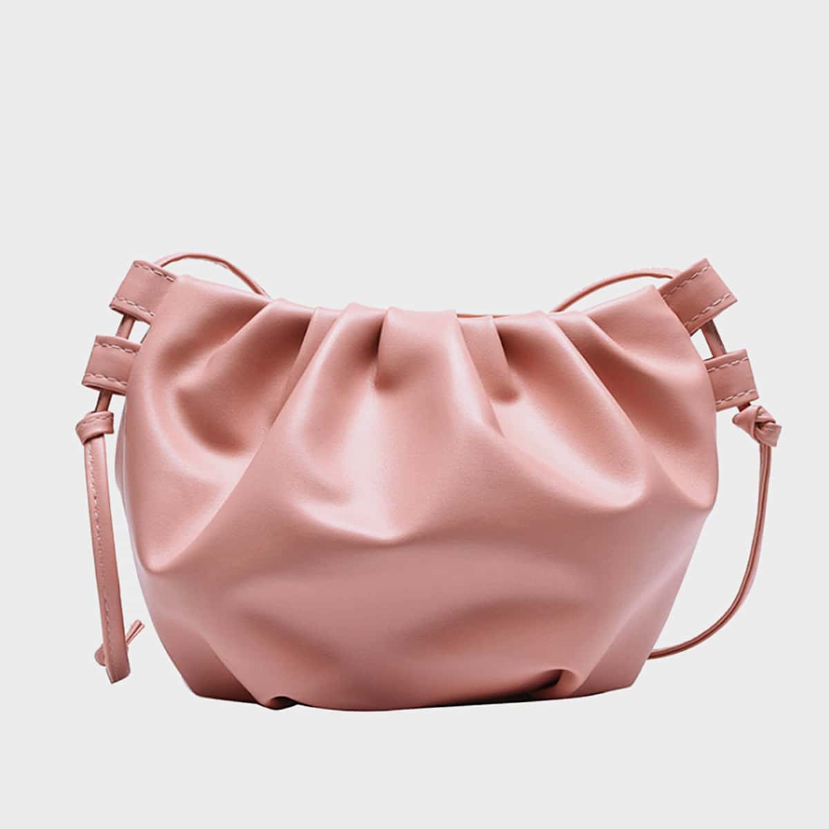 

Solid Ruched Crossbody Bag, Baby pink