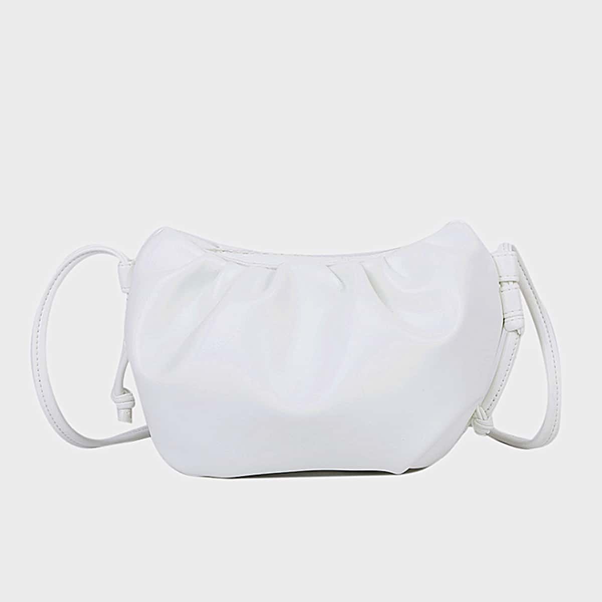 

Solid Ruched Crossbody Bag, White
