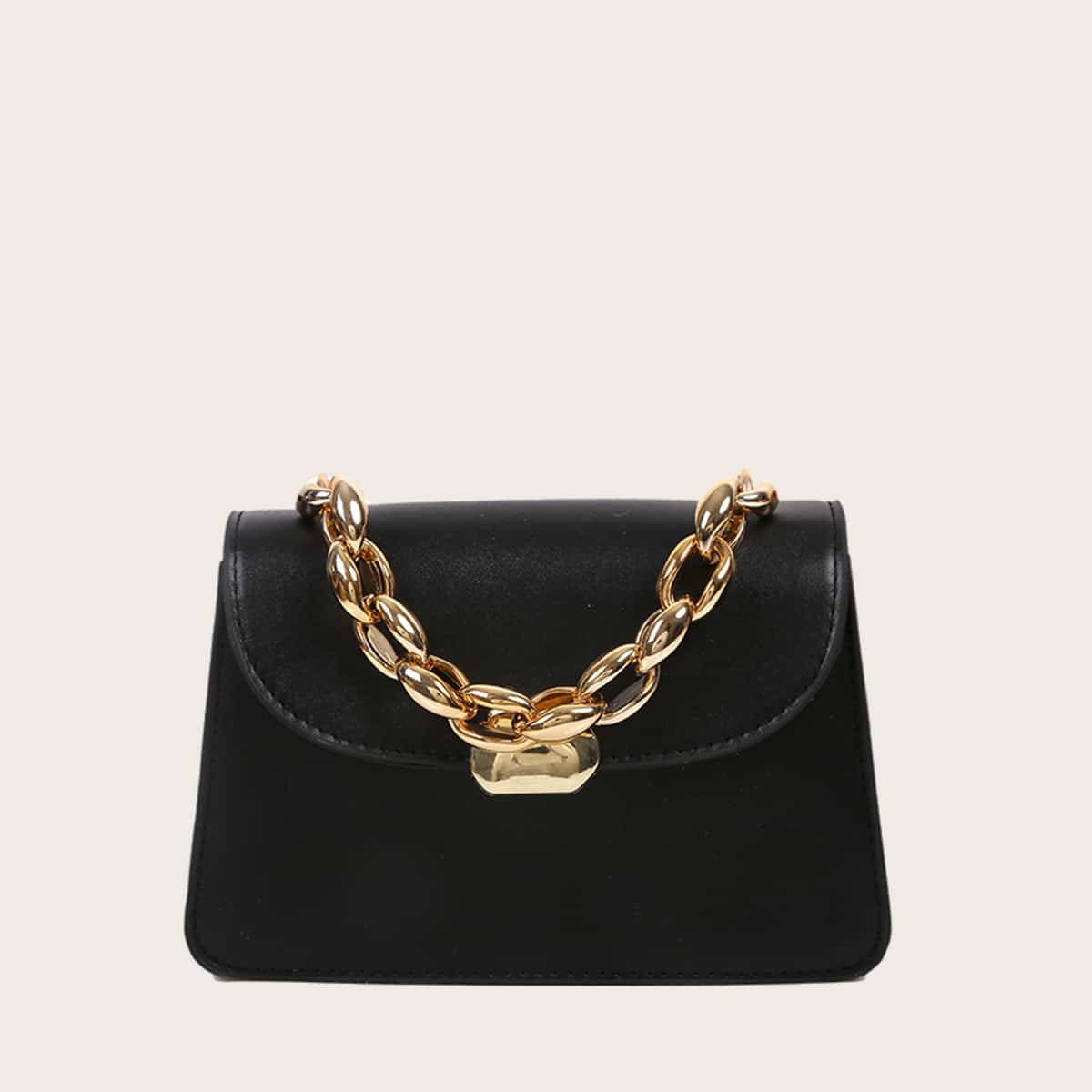 

Solid Chain Crossbody Bag, Black