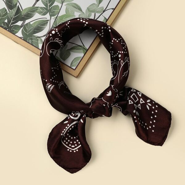 

Paisley Pattern Bandana, Coffee brown