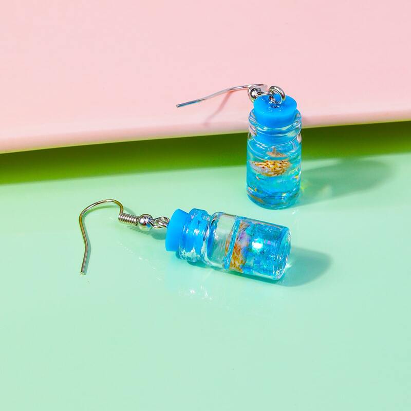 

Shell Bottle Drop Earrings, Blue