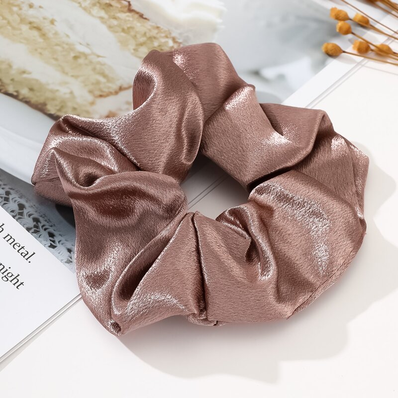 

1pc Solid Scrunchie, Coffee brown