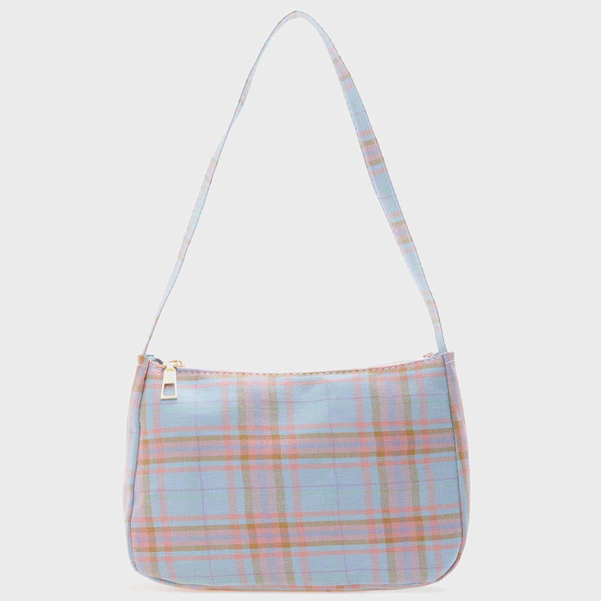 

Plaid Baguette Bag, Multicolor