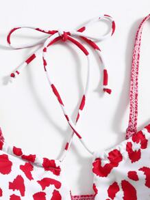 夏季海灘度假豹紋比基尼套裝 - 粉色 - 查看 5