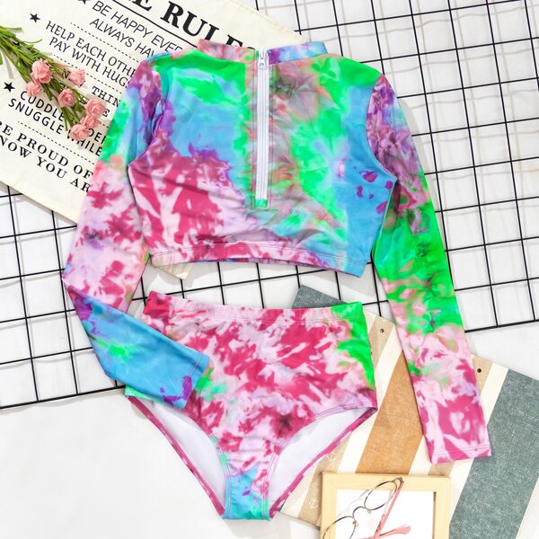 

Tie Dye High Waisted Bikini Swimsuit, Multicolor
