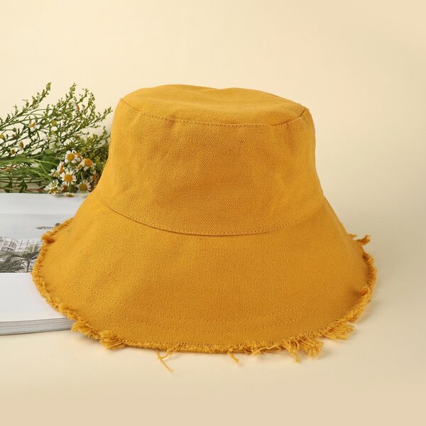 

Raw Hem Bucket Hat, Yellow