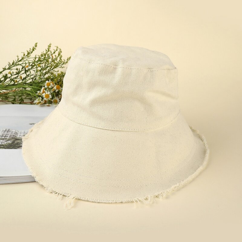 

Raw Hem Bucket Hat, Beige