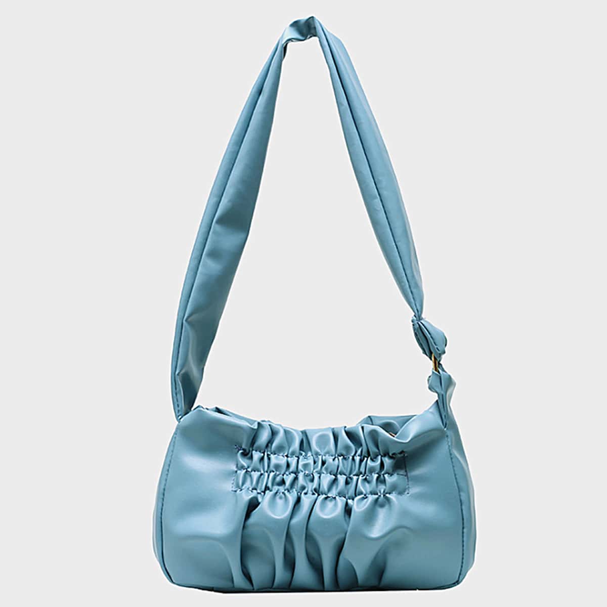 

Ruched Baguette Bag, Blue
