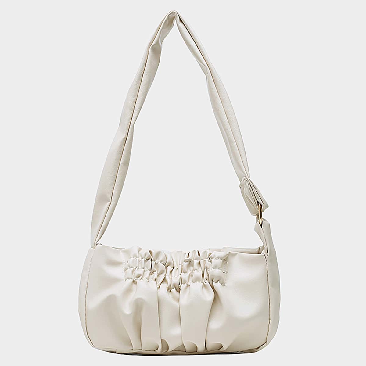 

Ruched Baguette Bag, White