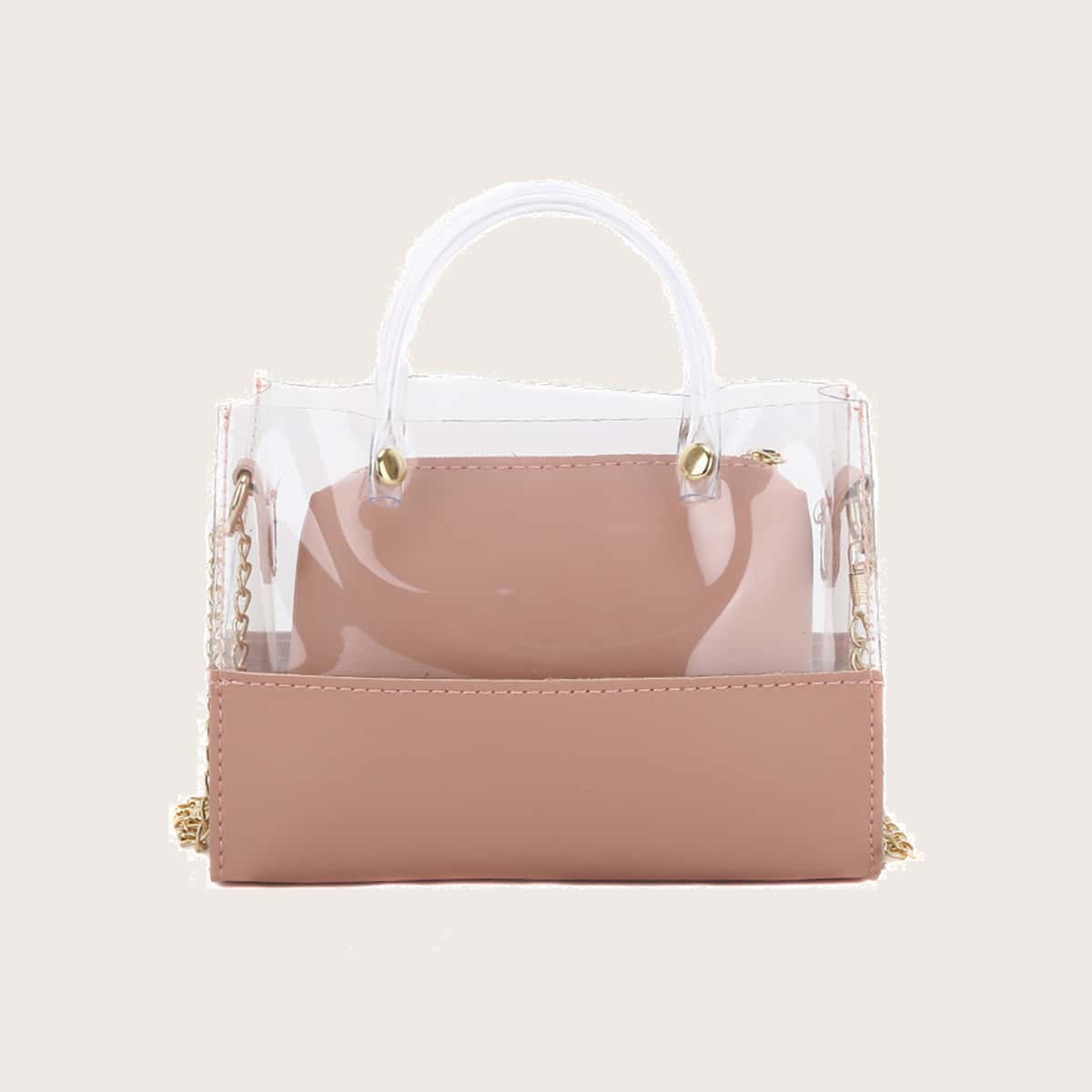 

Clear Satchel Bag With Inner Pouch, Pink