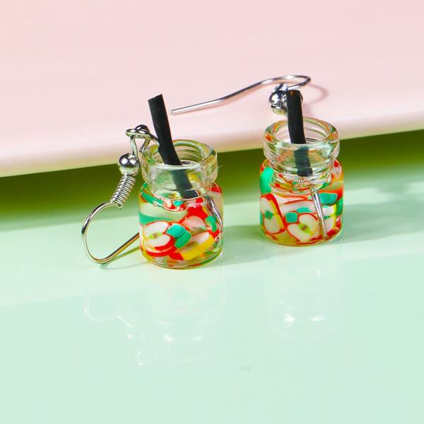 

Girls Fruit Bottle Decor Drop Earrings, Multicolor