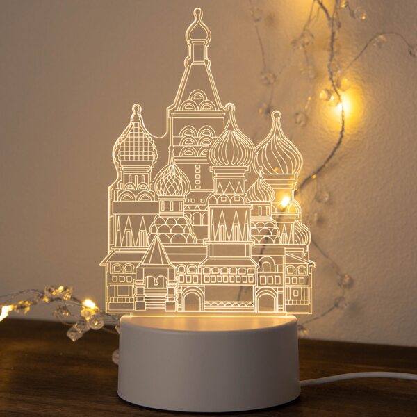 

1pc 3 Color Changeable 3D Castle Night Light, Multicolor