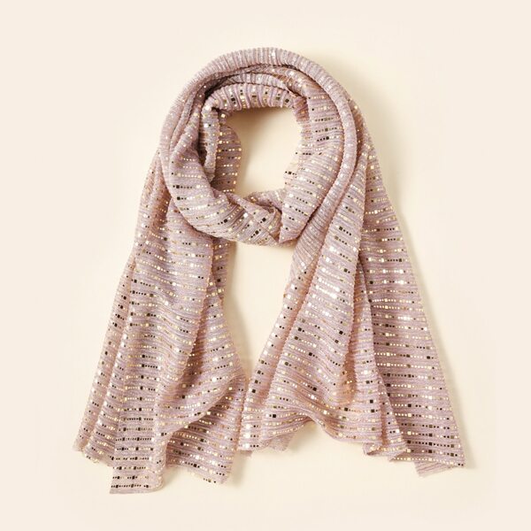 

Sequin Decor Scarf, Dusty pink