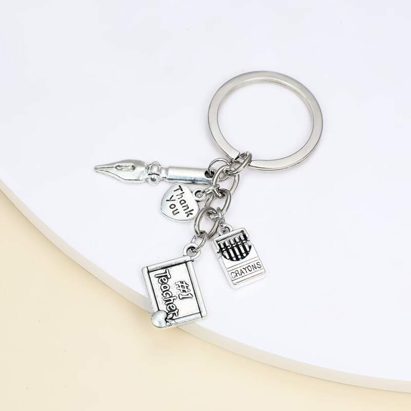 

Guys Letter Engraved Round Charm Keychain, Silver