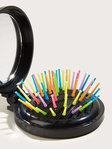 2 In 1 Hair Brush & Mirror Comb - Black - View 5