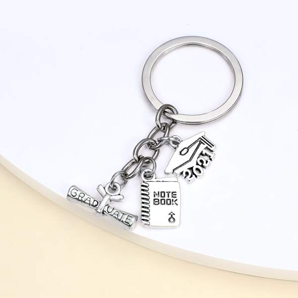 

Book Charm Keychain, Silver