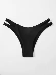 Sweetra Summer Beach Cut-Out Side Bikini Panty - Black - View 1