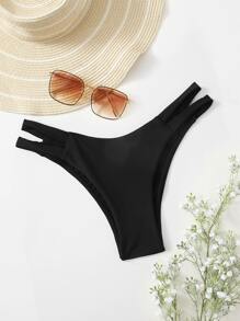 Sweetra Summer Beach Cut-Out Side Bikini Panty - Black - View 4